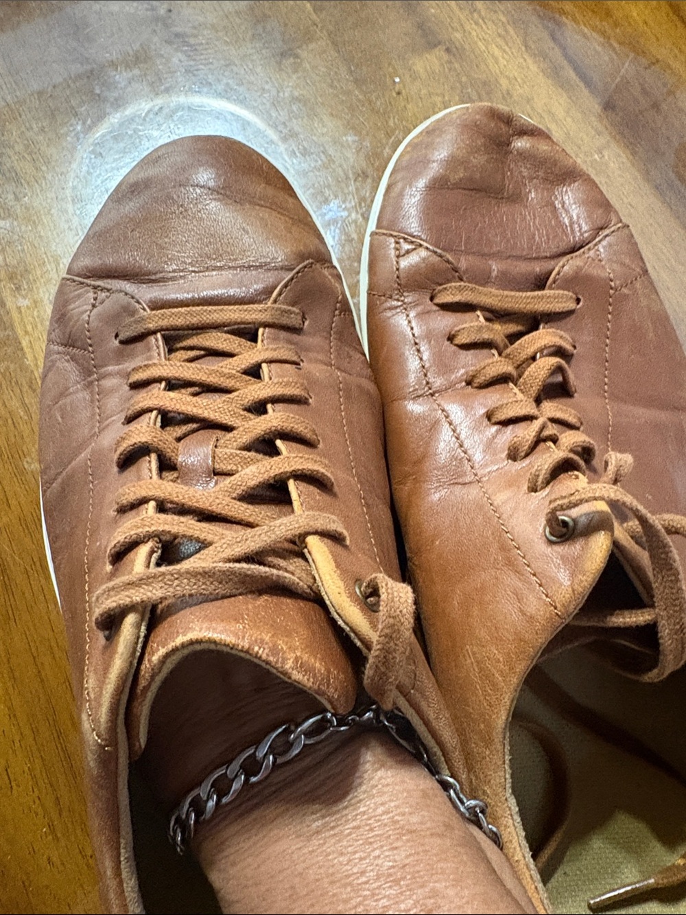 Cole Haan Tan Leather Lace-Up Sneakers